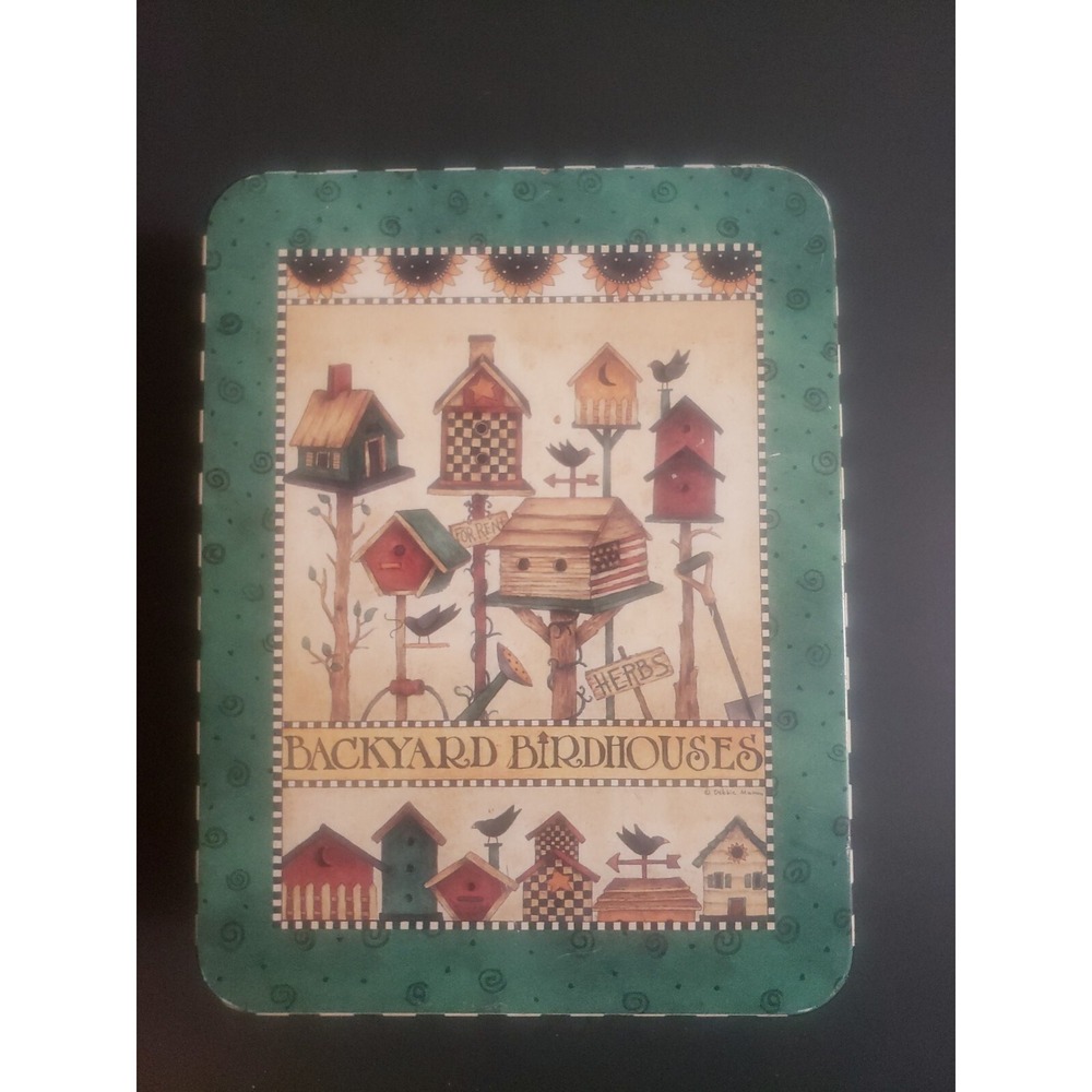 Backyard Birdhouses Green Metal Tin with Lid 5" x 6"